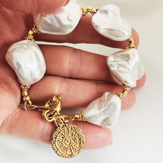 Perłowa Obfitość- Bransoleta z masywnych pereł