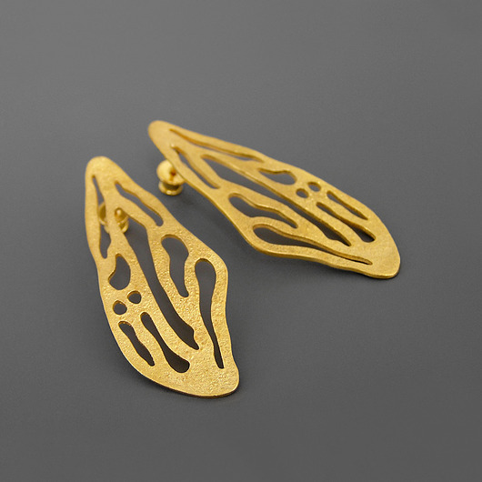 Kolczyki pozłacane skrzydła ważki