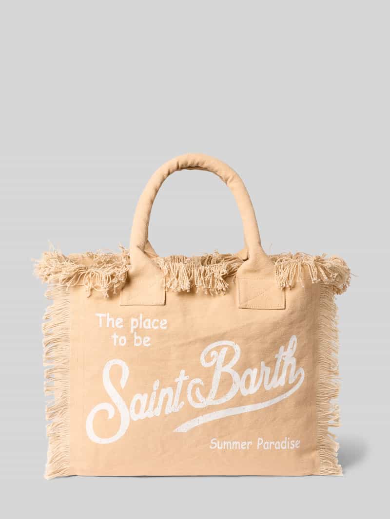 Torba shopper z nadrukiem z logo i frędzlami model 'VANITY'