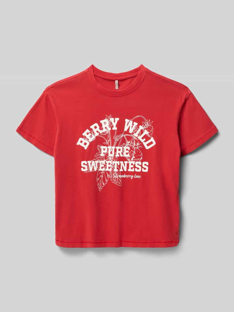 Damski t-shirt o kroju regular fit z czystej bawełny model 'SARA'
