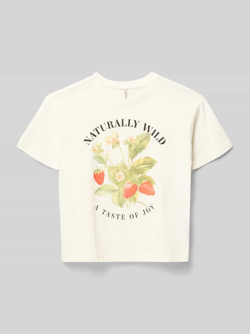 Damski t-shirt o kroju regular fit z czystej bawełny model 'SARA'
