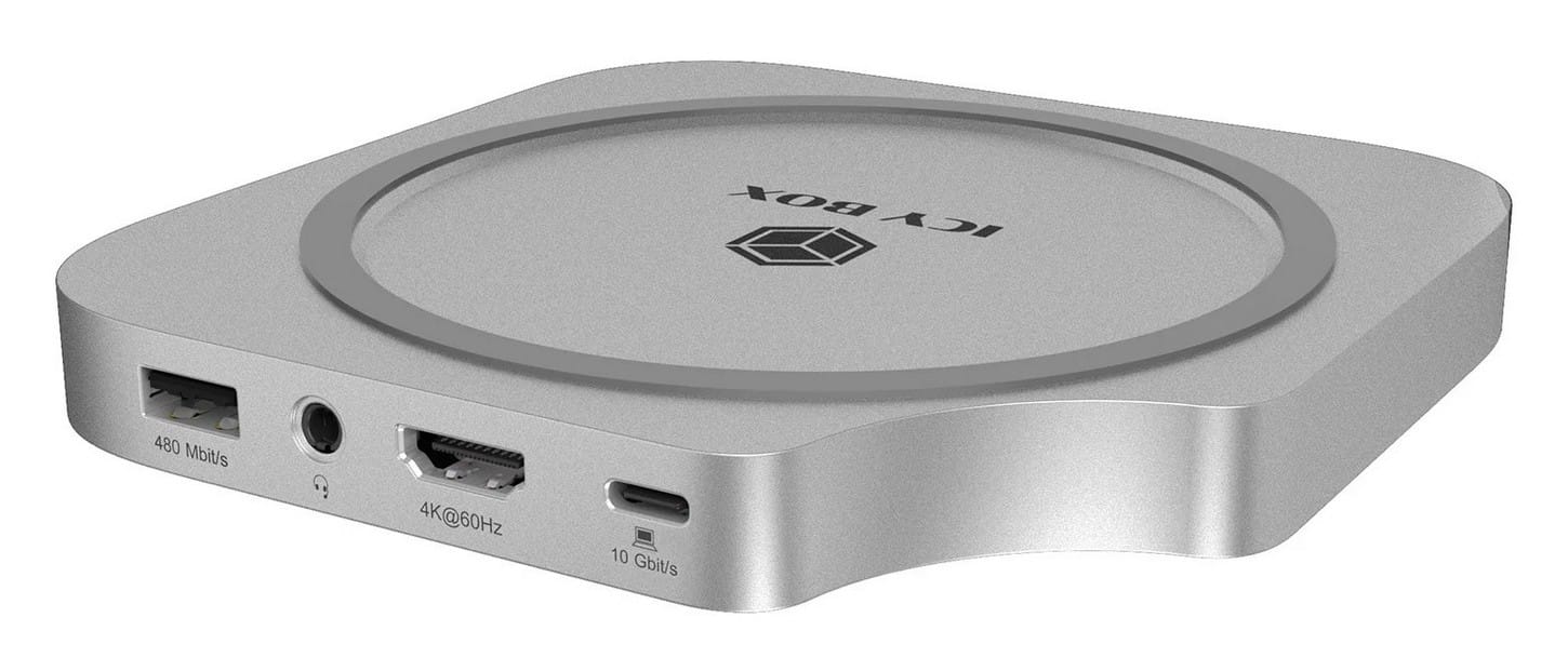 ICY BOX USB-C 7w1 do Mac Mini M4 3x USB-A 1x HDMI 1x Audio/Mic 1x SD/microSD 1x M.2 NVMe IB-DK100