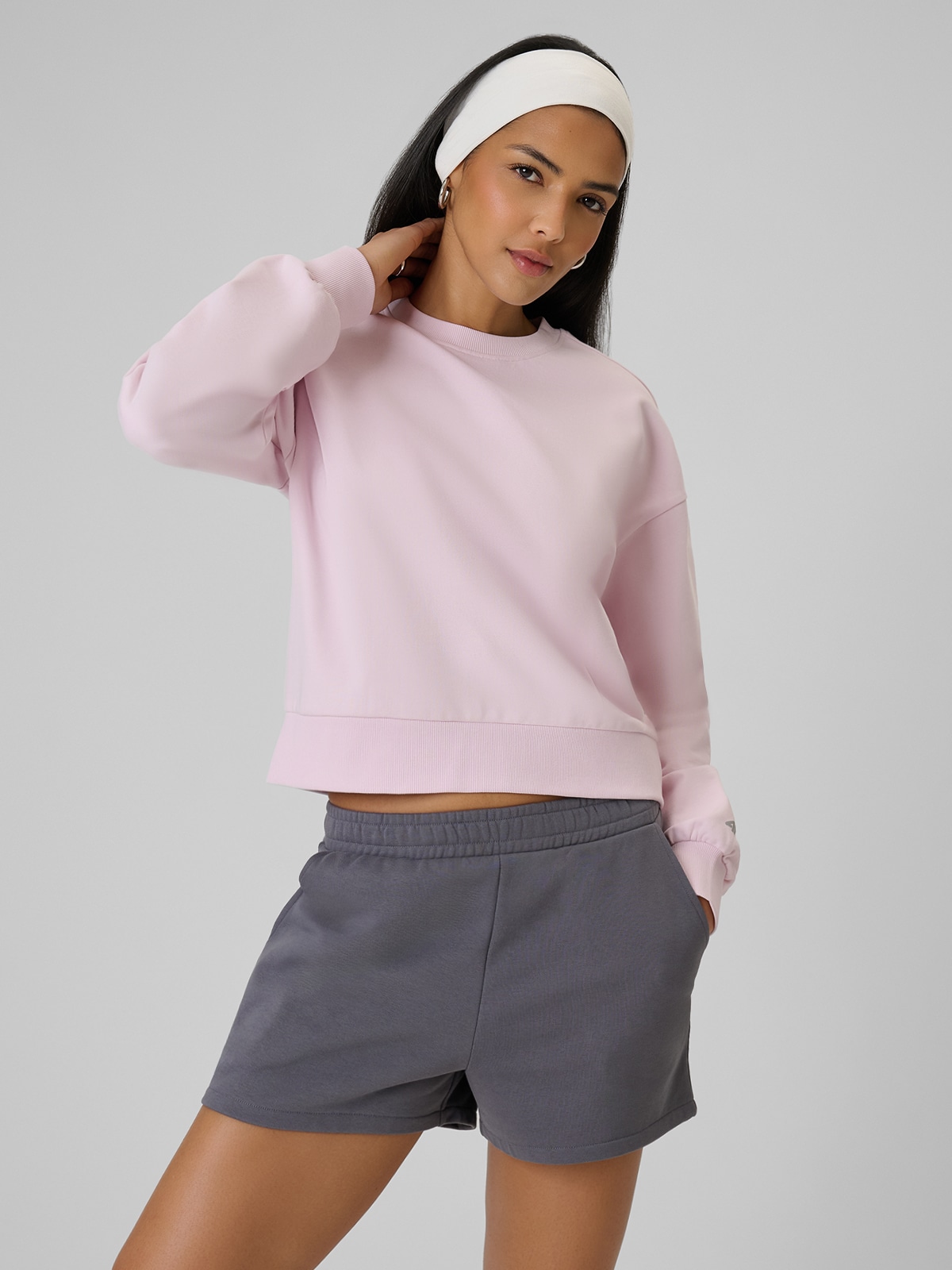 4F Bluza dresowa regular bez kaptura damska - różowa XS
