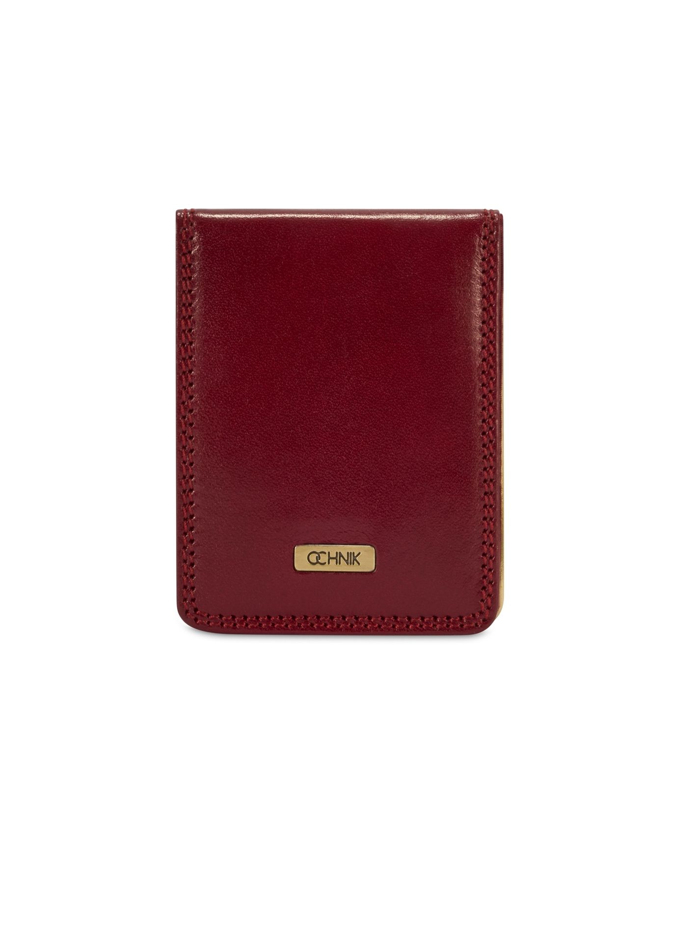 Skórzane bordowe etui na wizytówki