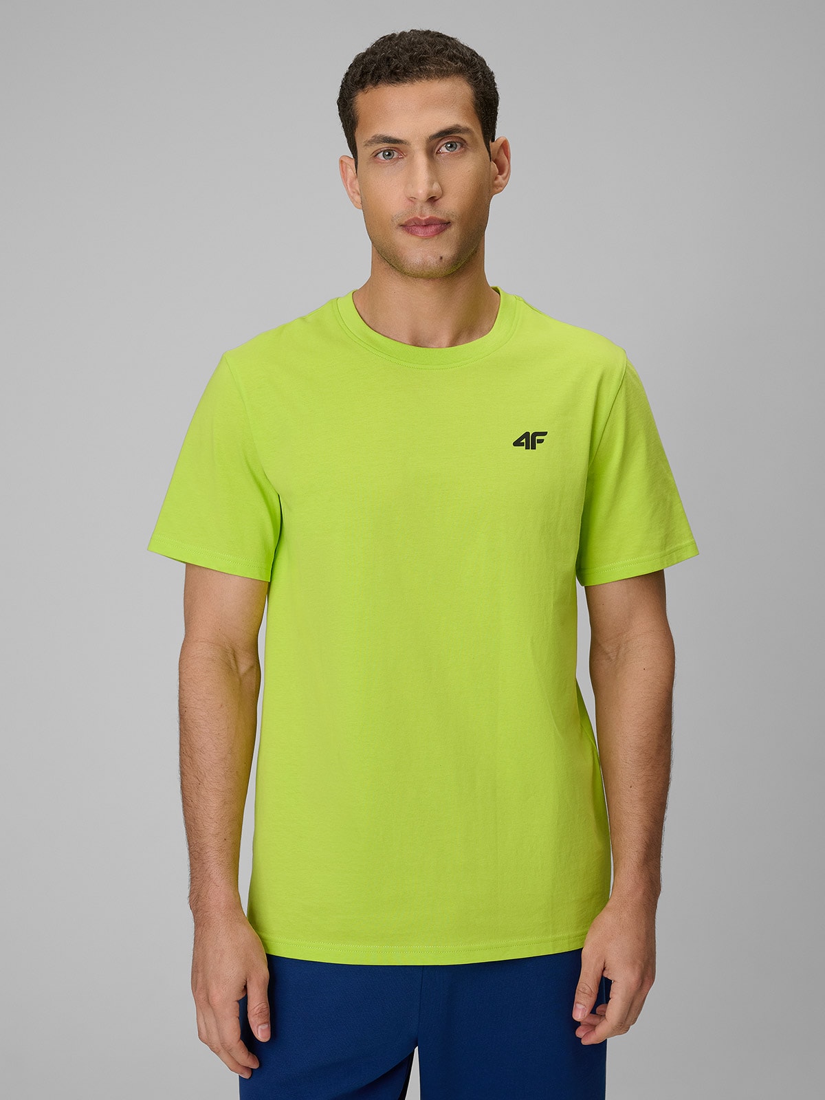 4F T-shirt regular gładki męski - zielony XXL