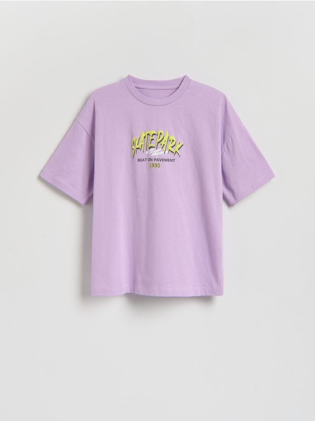 Reserved - Bawełniany t-shirt - fioletowy