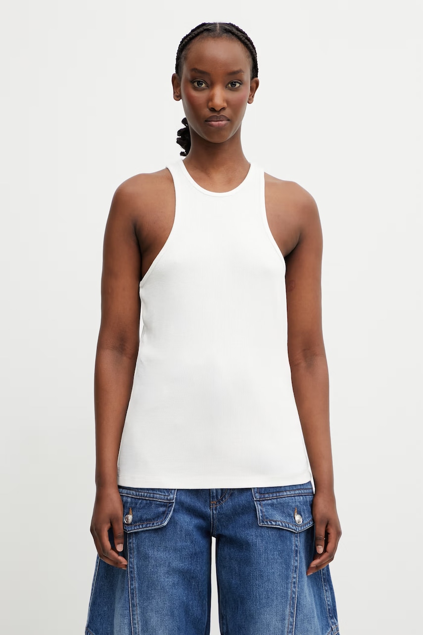 Anine Bing COLE TANK kremowy top z wiskozy damski
