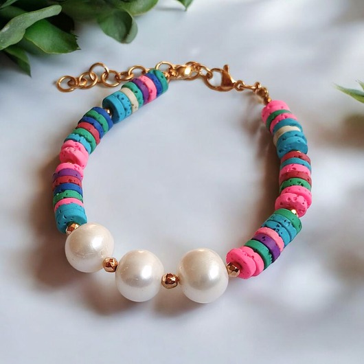 SUMMER COLLECTION : bransoletka : PERŁY i lawa