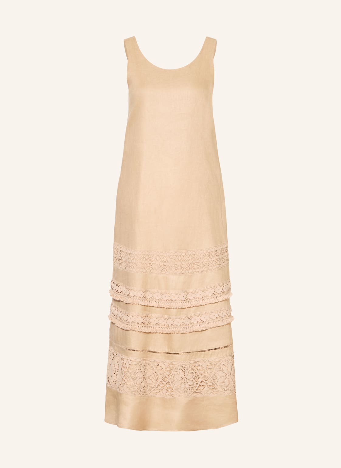 Weekend Max Mara Sukienka Lniana Dolmen Z Koronką beige