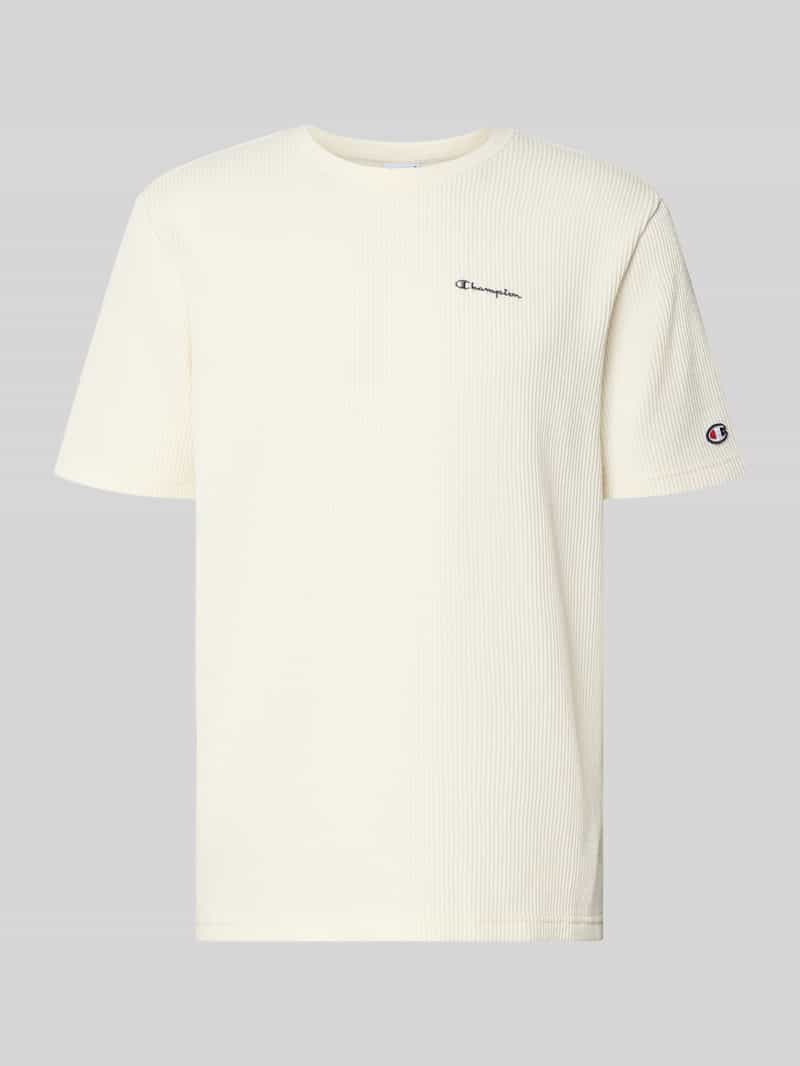 t-shirt z fakturowanym wzorem i haftami z logo