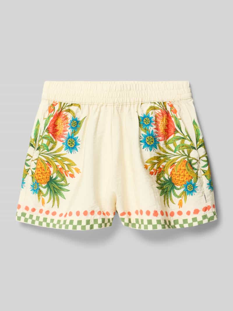 Szorty w całościowym wzorze z elastycznym paskiem