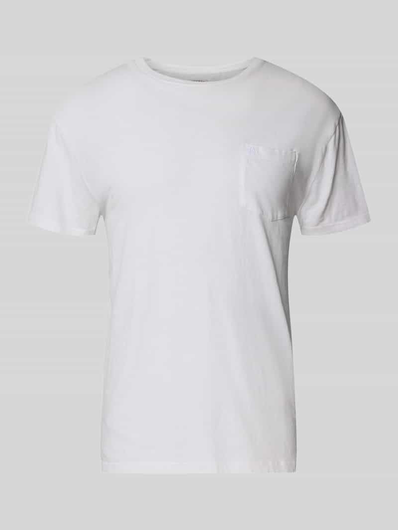 T-shirt z mieszanki bawełny i lnu z brustaszą