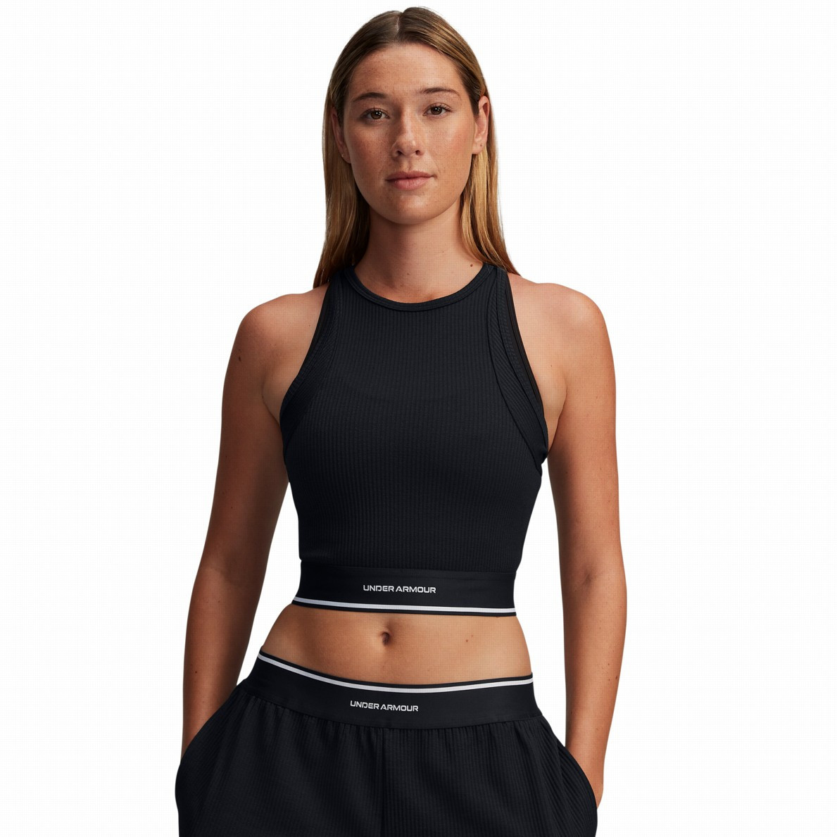 Damski top Under Armour Meridian Rib Branded Tank Rozmiar: S / Kolor: czarny