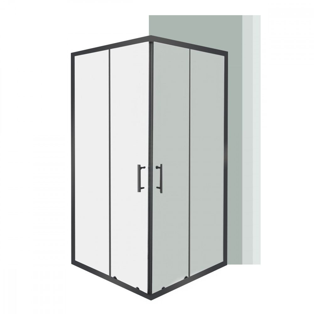 Leziter Spirit Clear 80x80x180 cm kwadratowa kabina prysznicowa bez brodzika czarna SC80AB