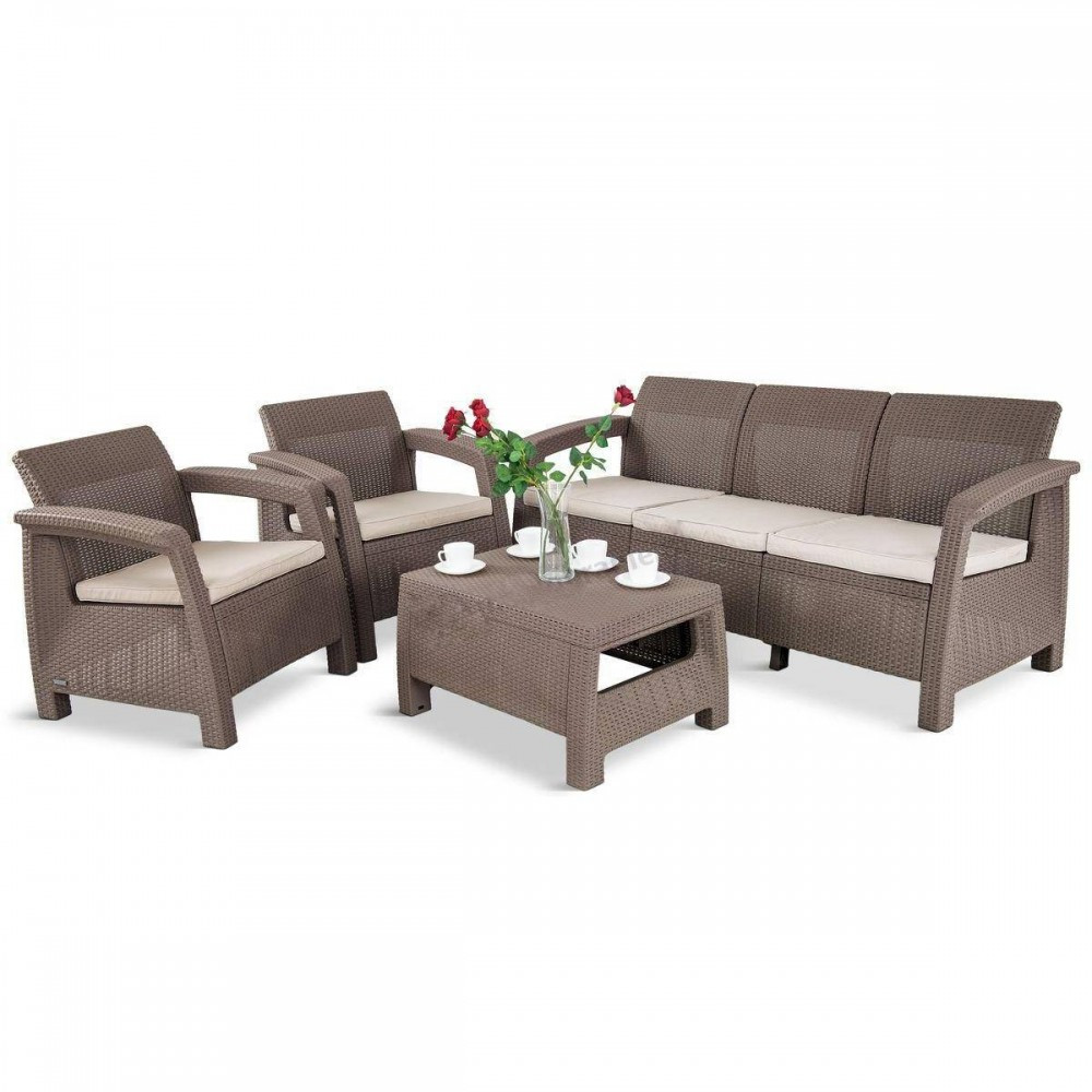 Curver Zestaw mebli ogrodowych Corfu Love duo w kolorze cappuccino