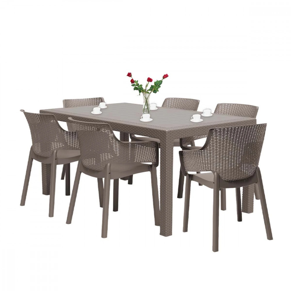 Curver Zestaw mebli ogrodowych Evody 6+1 cappuccino