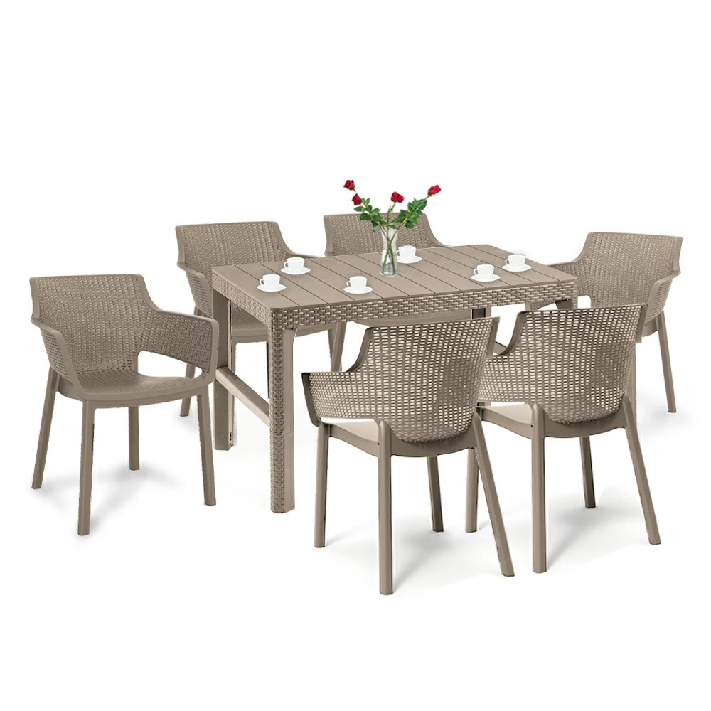 Curver Zestaw mebli ogrodowych Evyon 6+1 cappuccino
