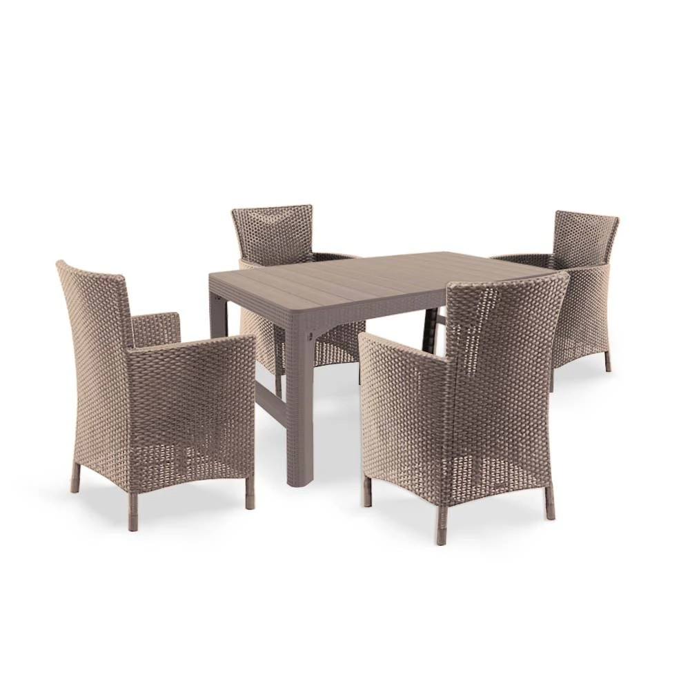 Curver Zestaw mebli ogrodowych Liowa 4+1 w kolorze cappuccino