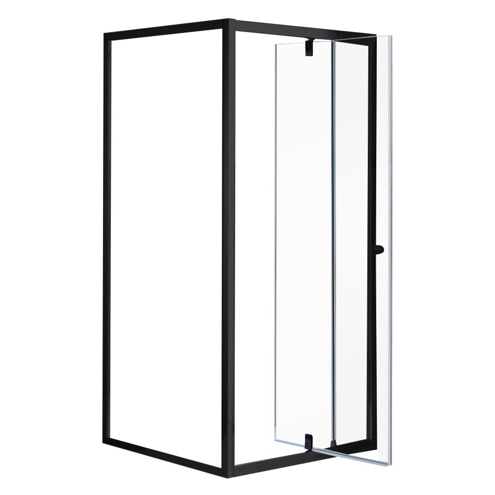 Leziter kwadratowa kabina prysznicowa Flexi 80x80 cm bez brodzika, czarna LF011B_LF1280B