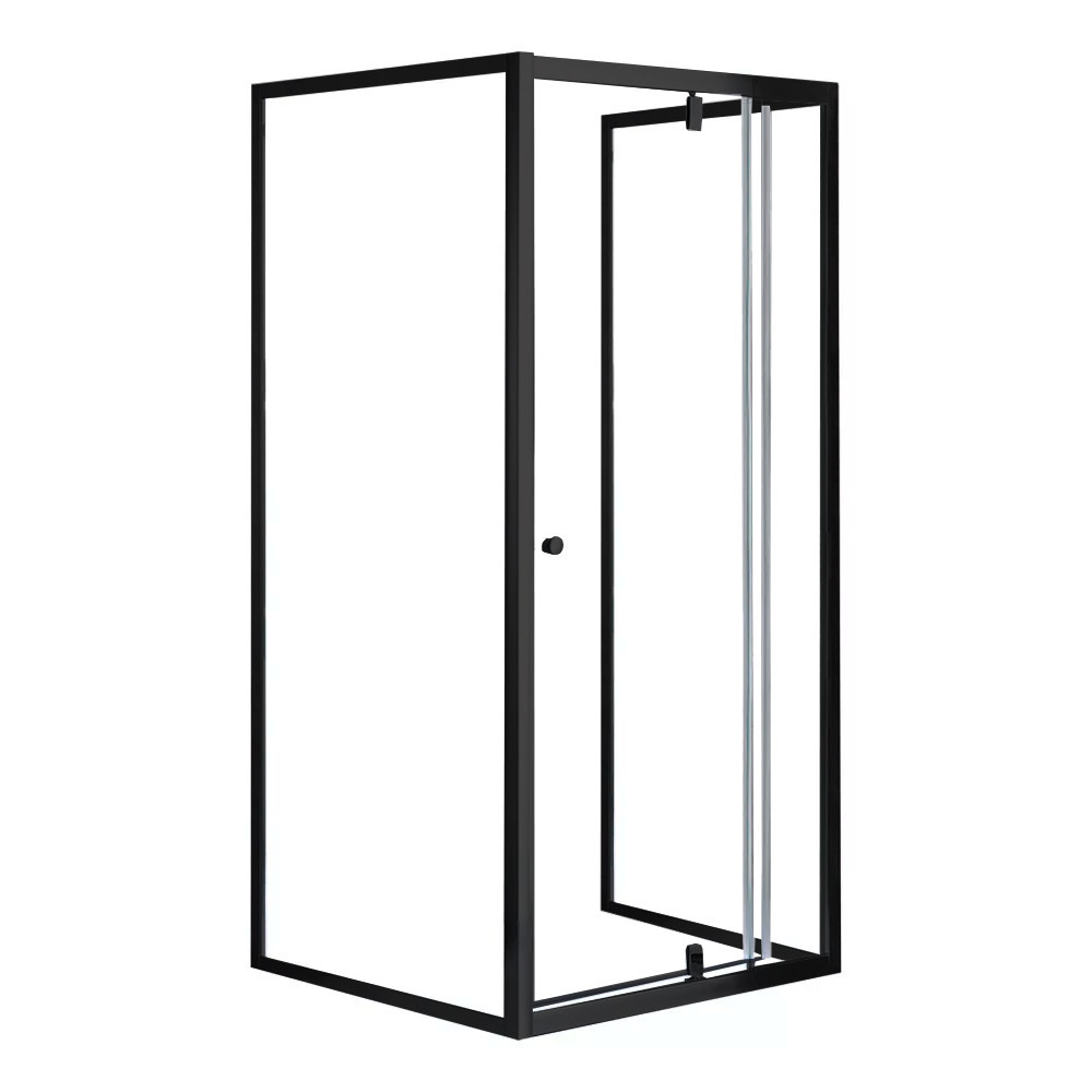 Leziter Flexi przyścienna kabina prysznicowa kątowa 90x90 cm bez brodzika czarna  LF011B_LF1290B