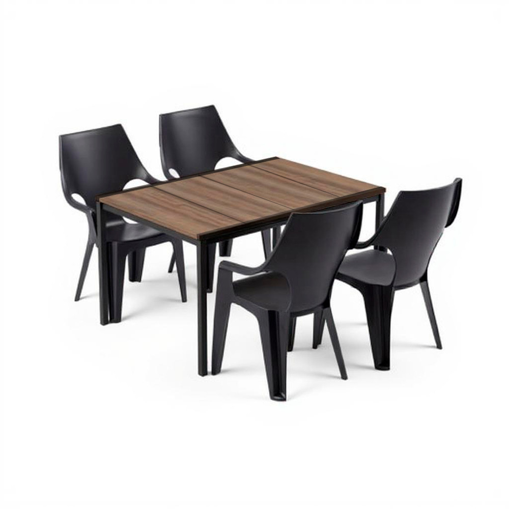 Curver Zestaw mebli ogrodowych Parker 4+1 orzech-grafit