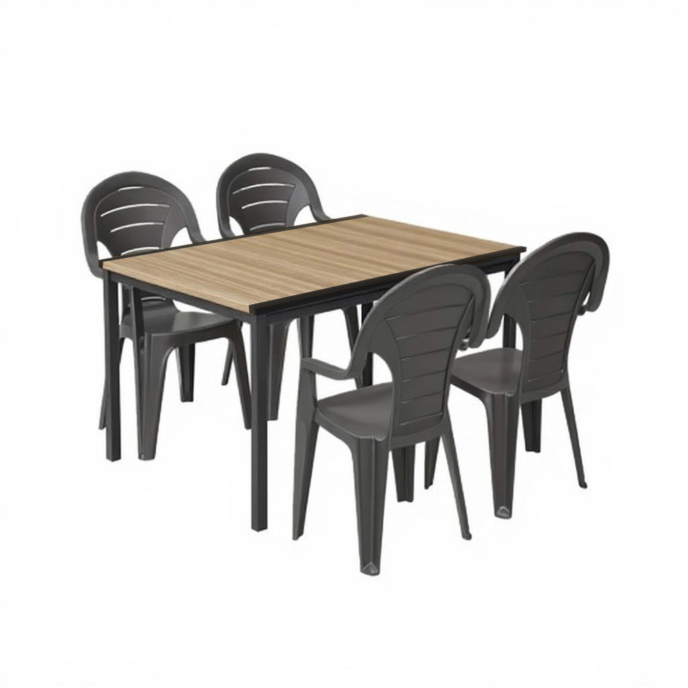Curver Zestaw mebli ogrodowych Lagos 4+1 popielato-grafitowy