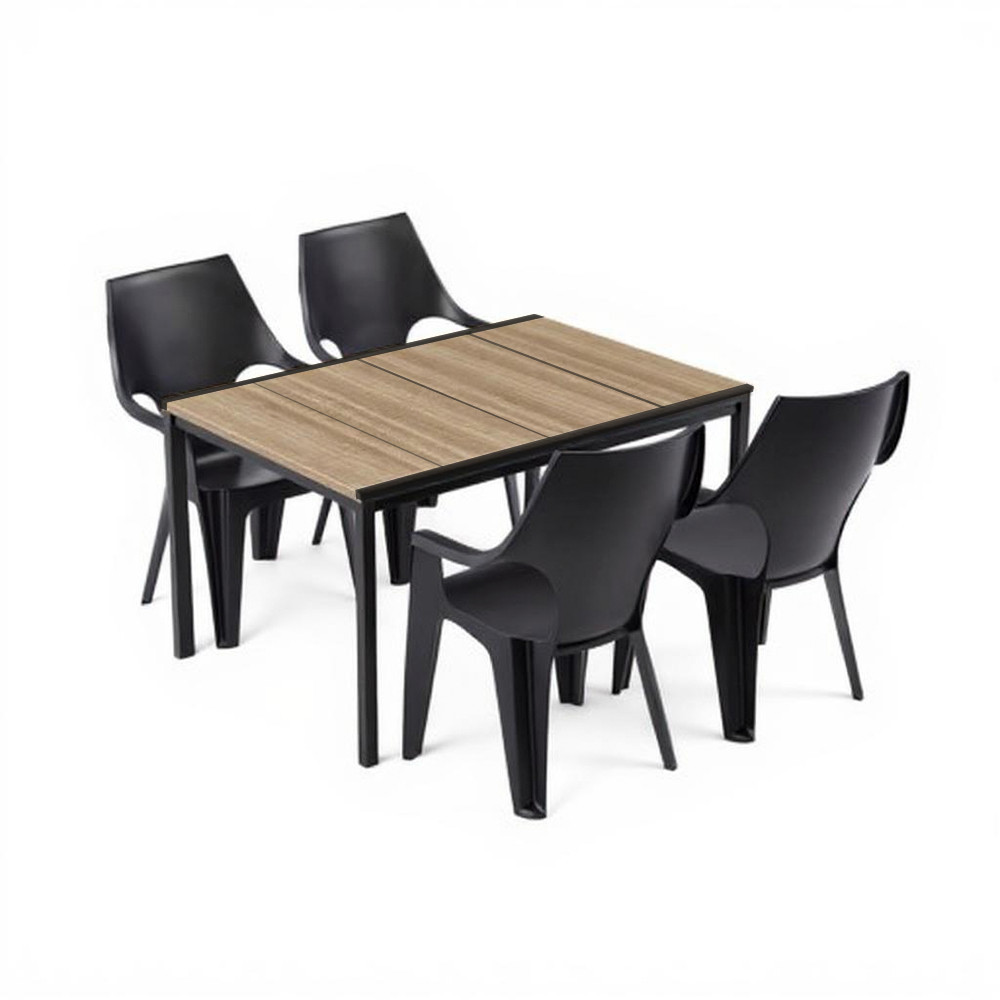 Curver Zestaw mebli ogrodowych Parker 4+1 popielato-grafitowy