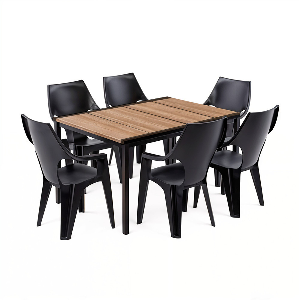 Curver Zestaw mebli ogrodowych Parker 6+1 popielato-grafitowy