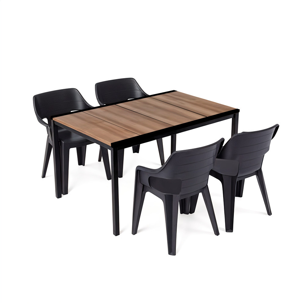 Curver Zestaw mebli ogrodowych Ravello 4+1 orzech-czarny