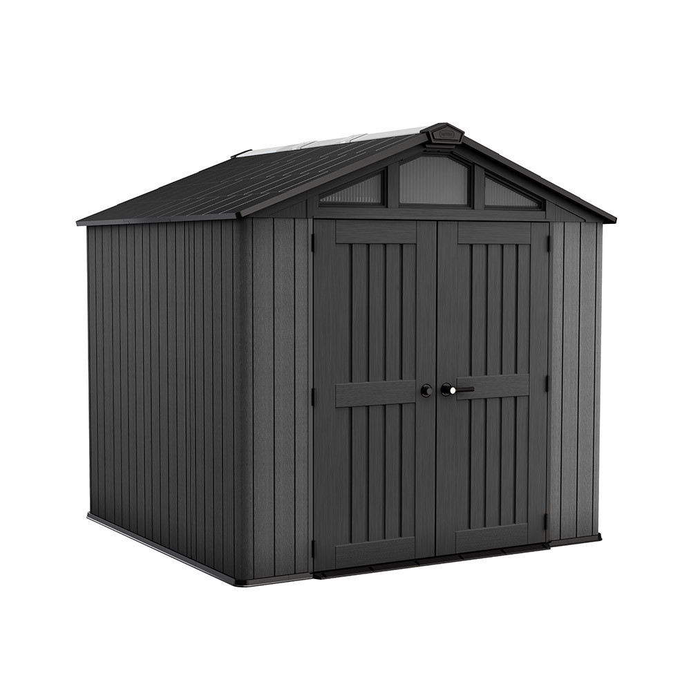 Curver Plastikowy domek ogrodowy Stronghold 8x8 szaro-czarny