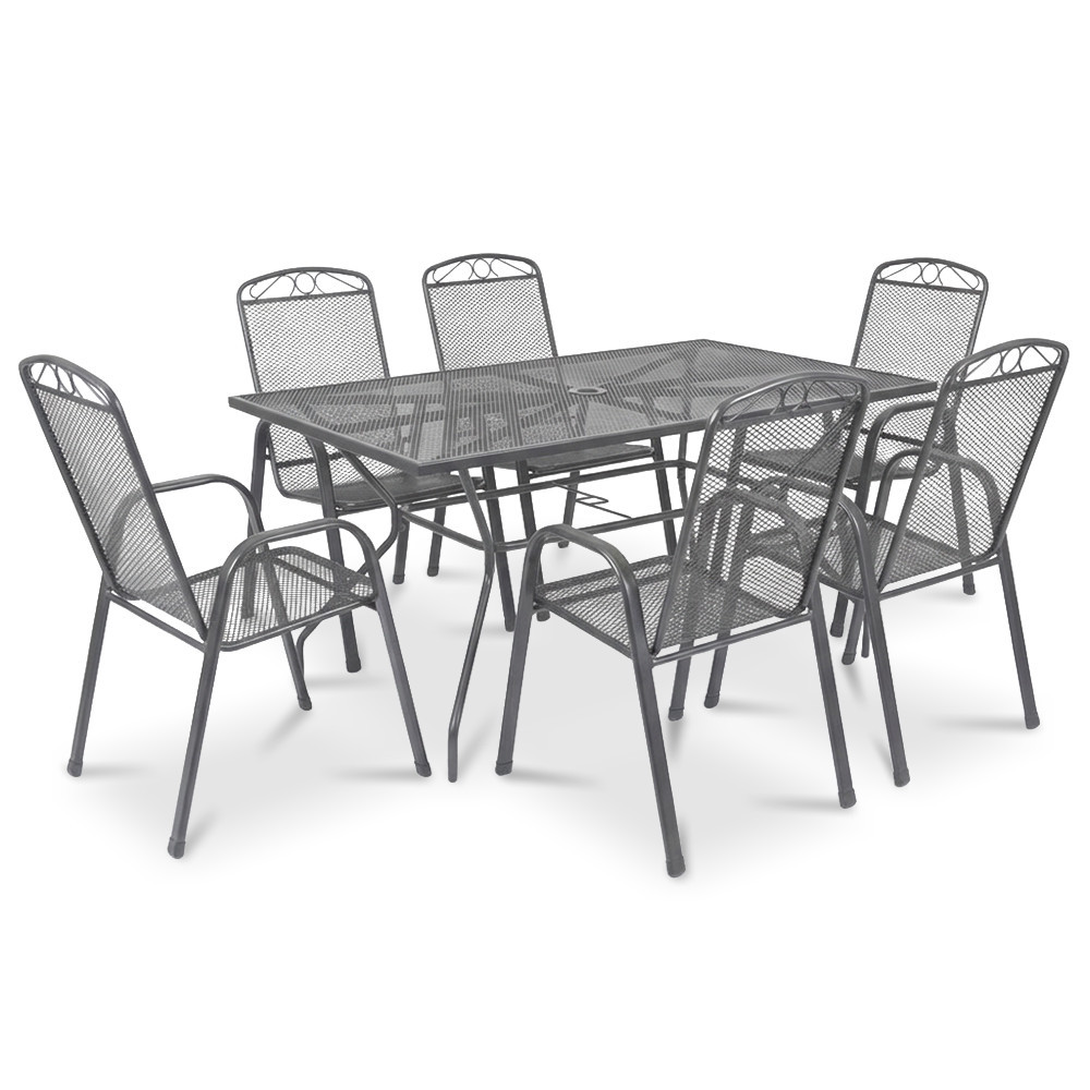 Leziter Zestaw mebli ogrodowych Melfi 6+1 antracytowy