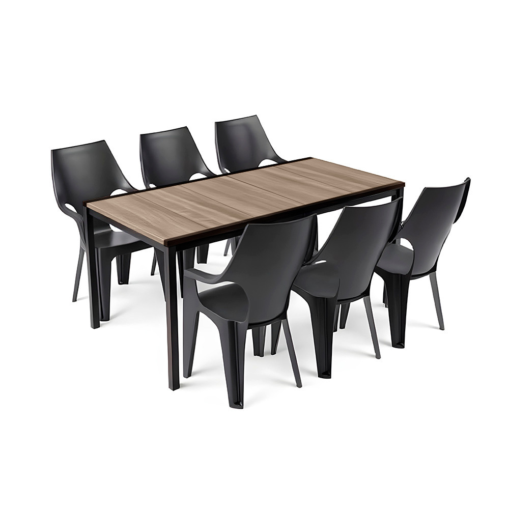 Curver Zestaw mebli ogrodowych Parker Large 6+1 popielato-grafitowy