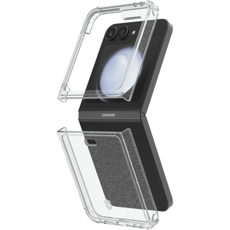 Etui Force Case DUO z dożywotnią gwarancją Samsung Galaxy Z Flip6 BB Transparentny z brokatem