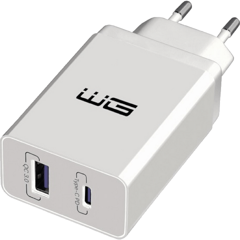 Ładowarka sieciowa ECO Winner Green dwuportowa PD 20W+QC3.0 18W Biały