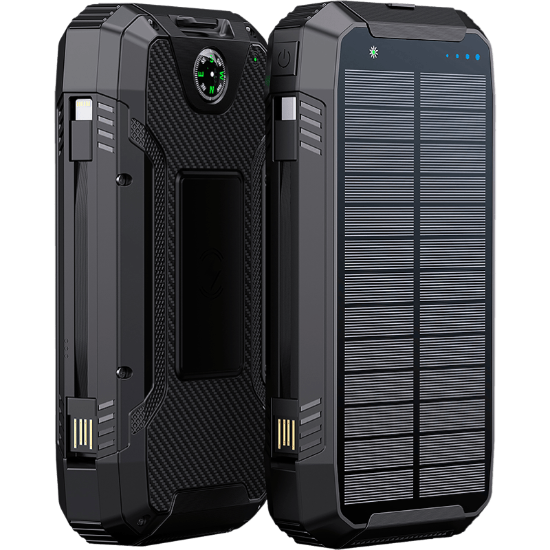 Powerbank do telefonu 20 000 mAh + PD Type C 20W + Solar + Indukcja + LED WG Czarny