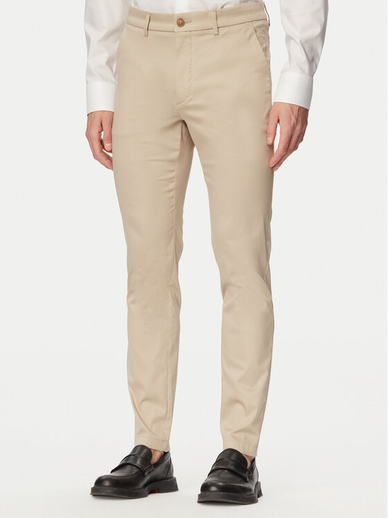 BOSS Spodnie materiałowe P-Kaiton1 50553841 Beżowy Slim Fit