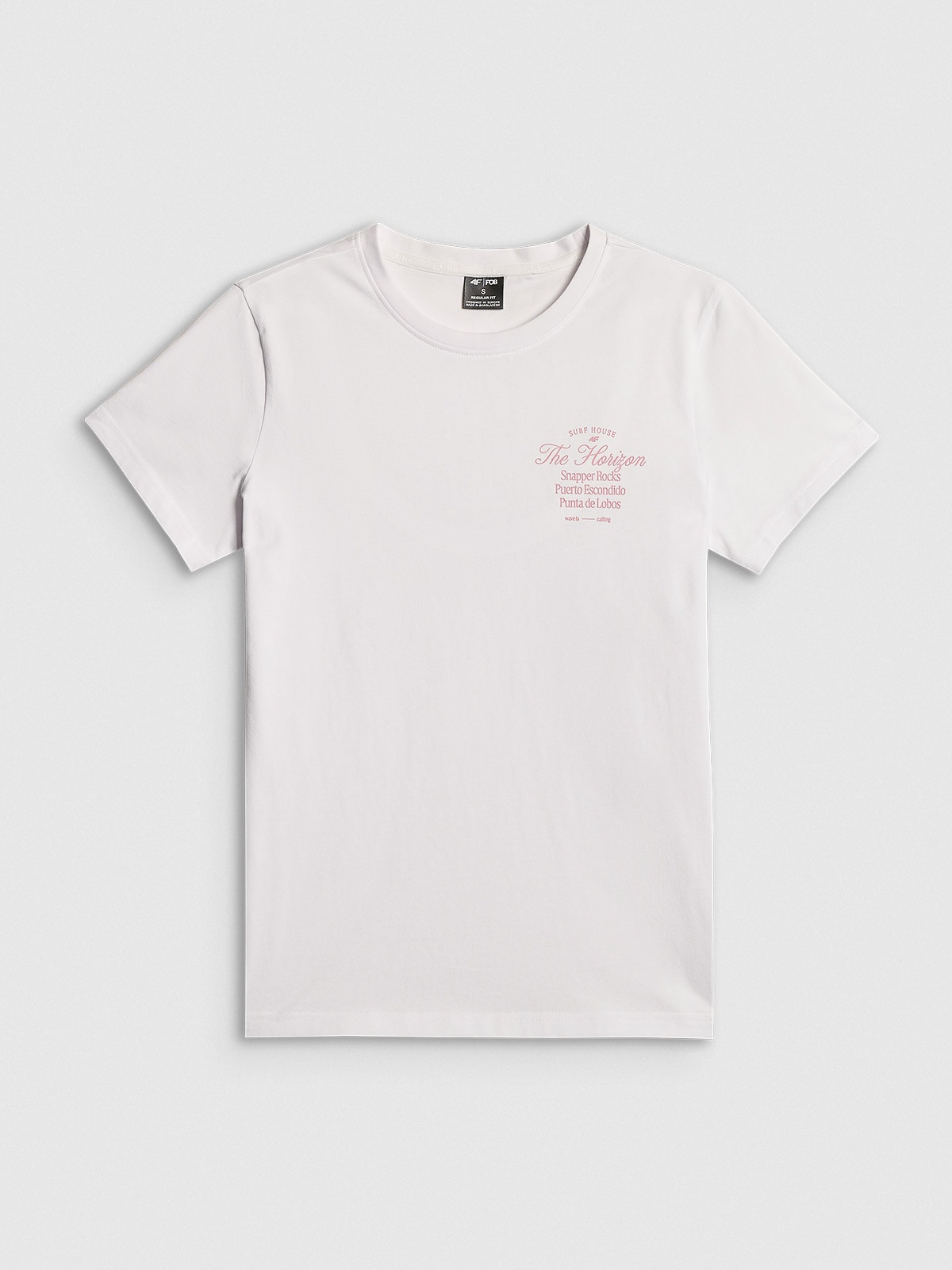 4F T-shirt regular z nadrukiem damski - biały XXL