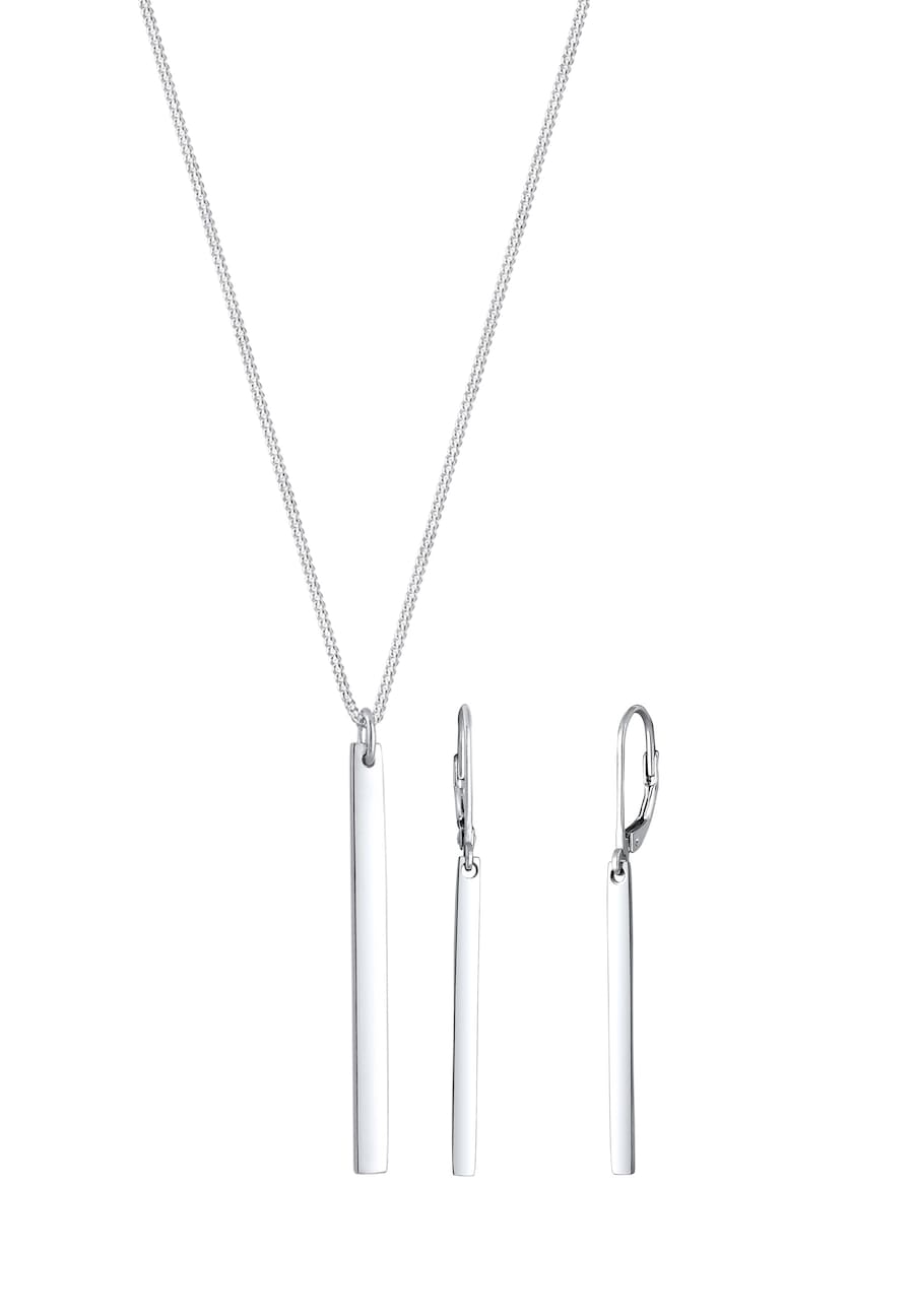 Elli Zestaw Damski Brelok do torebki Łańcuszek Pancerny 925 Sterling Silver Geometryczny 55 cm Zestawy 1 ct