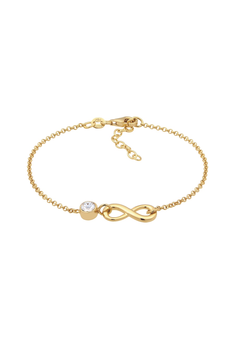 Elli Bransoletka z Kamieniami Damska Infinity Łańcuszek Link Szklane Kryształy Szlif Xirius Białe 925 Sterling Silver 16 cm Bransoletki 1 ct Damski