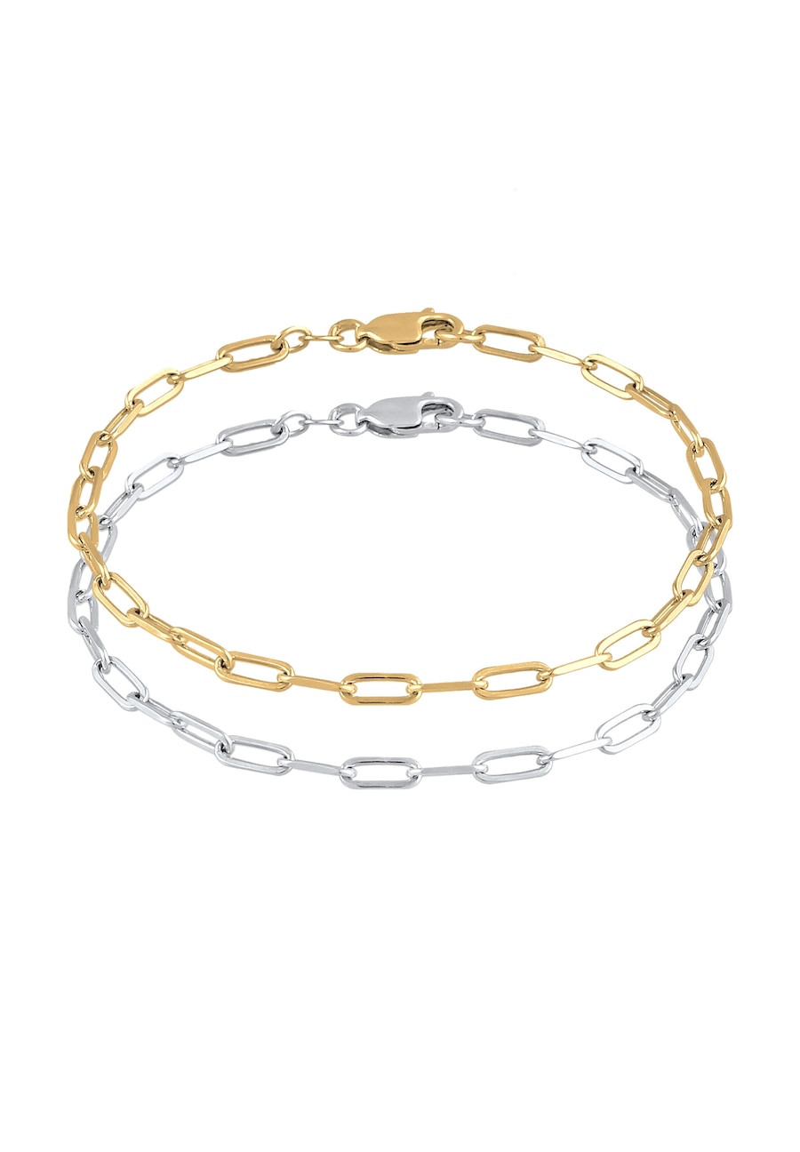 Elli Bicolor Armband Set 925 Sterling Silber vergoldet Bransoletki 1 ct Damski