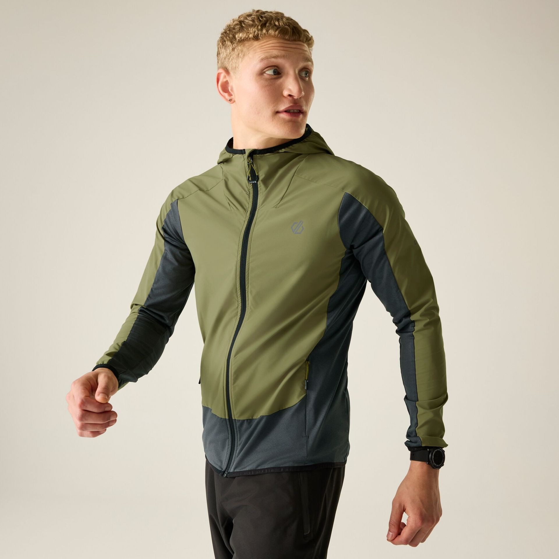 Dare 2b Bluza męska z kapturem rozsuwana Endurance Strength Stretch Zielony, Rozmiar: XL