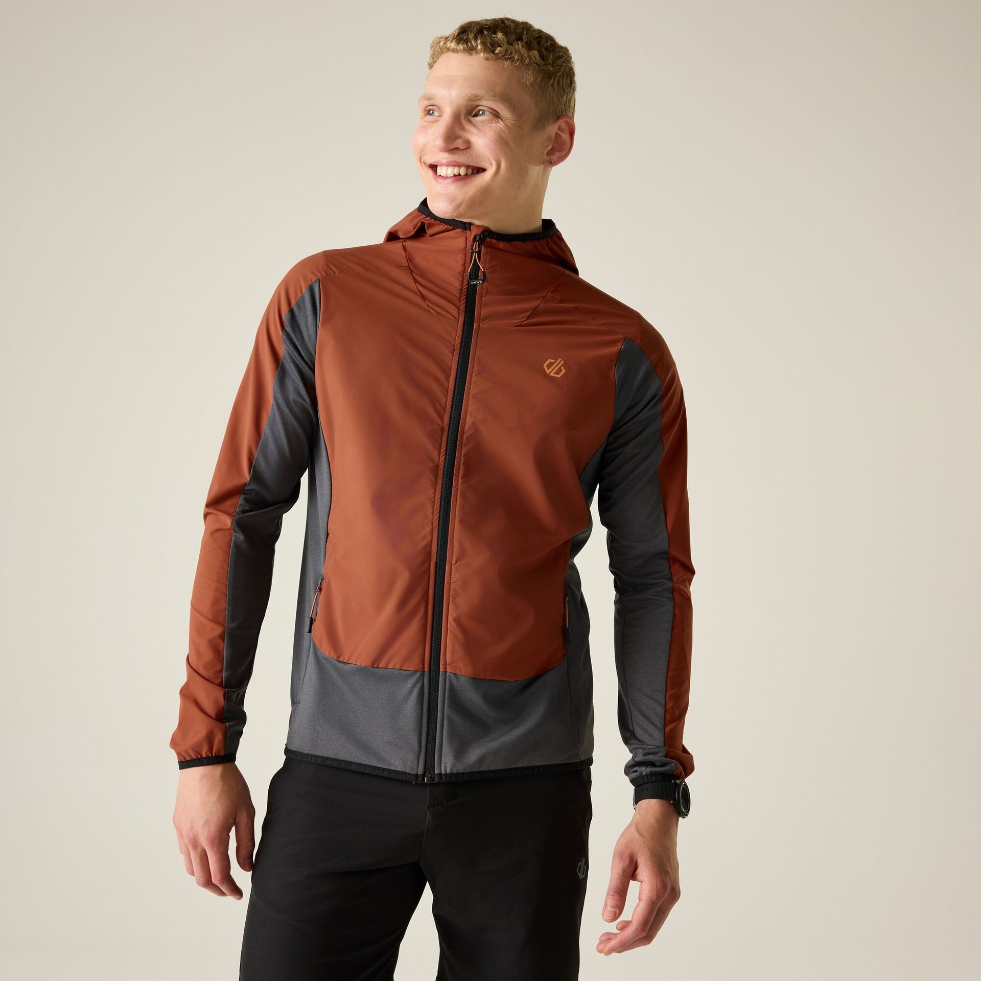 Dare 2b Bluza męska z kapturem rozsuwana Endurance Strength Stretch Pomarańczowy, Rozmiar: L