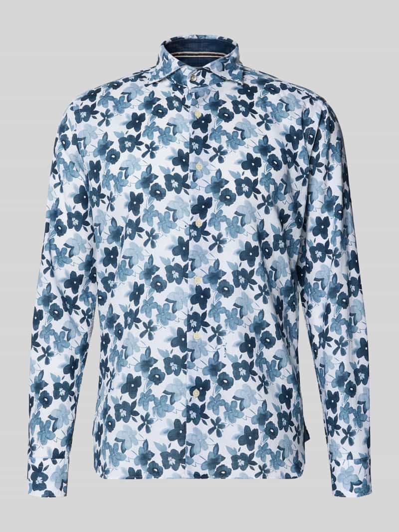 Koszula biznesowa o kroju slim fit z mieszanki lnu i bawełny model 'Roma'