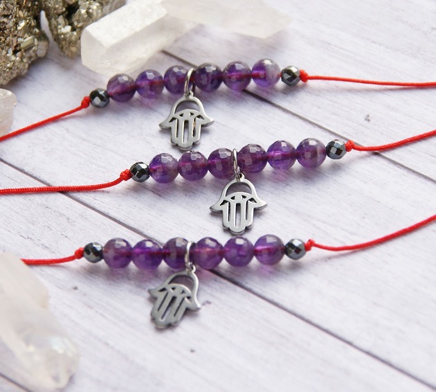 Harmonia, ochrona - ametyst & hamsa