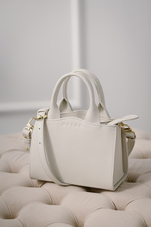 Torebka skórzana ecru, biała, mała torebka skórzana