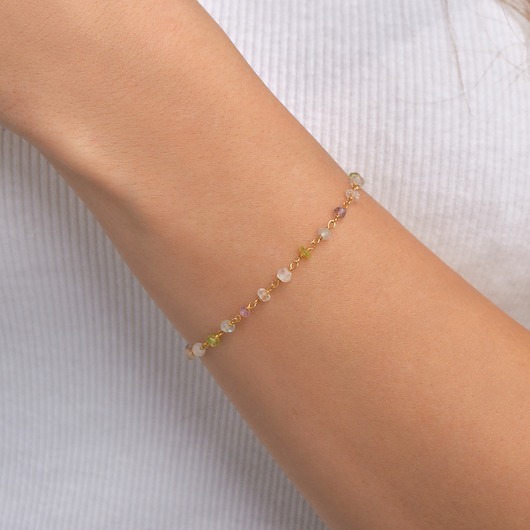 Bransoletka kamienie naturalne- srebro 925 pozłacane