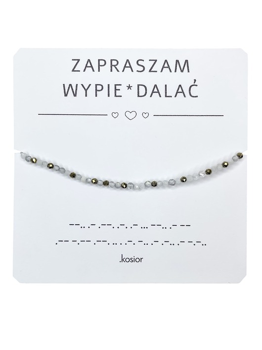 Bransoletka z alfabetem Morse Labradoryt, Księżycowy, Piryt
