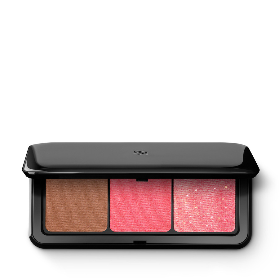 KIKO Milano Multi Finish Trio Blush & Bronzer Palette paleta do twarzy z 1 bronzerem i 2 różami o wykończeniu matowym i metalicznym 03 Pink 7g