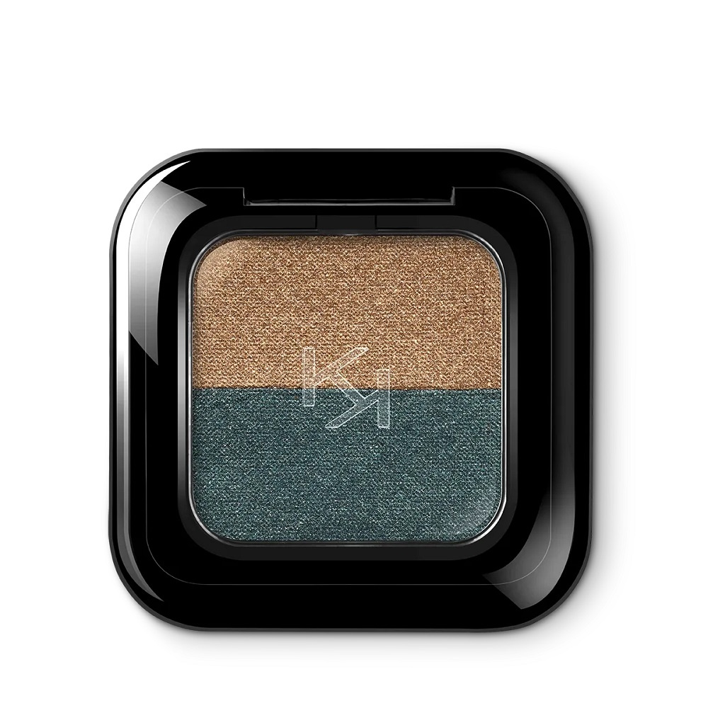 KIKO Milano Bright Duo Eyeshadow podwójny cień do powiek uwalniający intensywny kolor 15 Classic Gold / Green Teal 1.8g