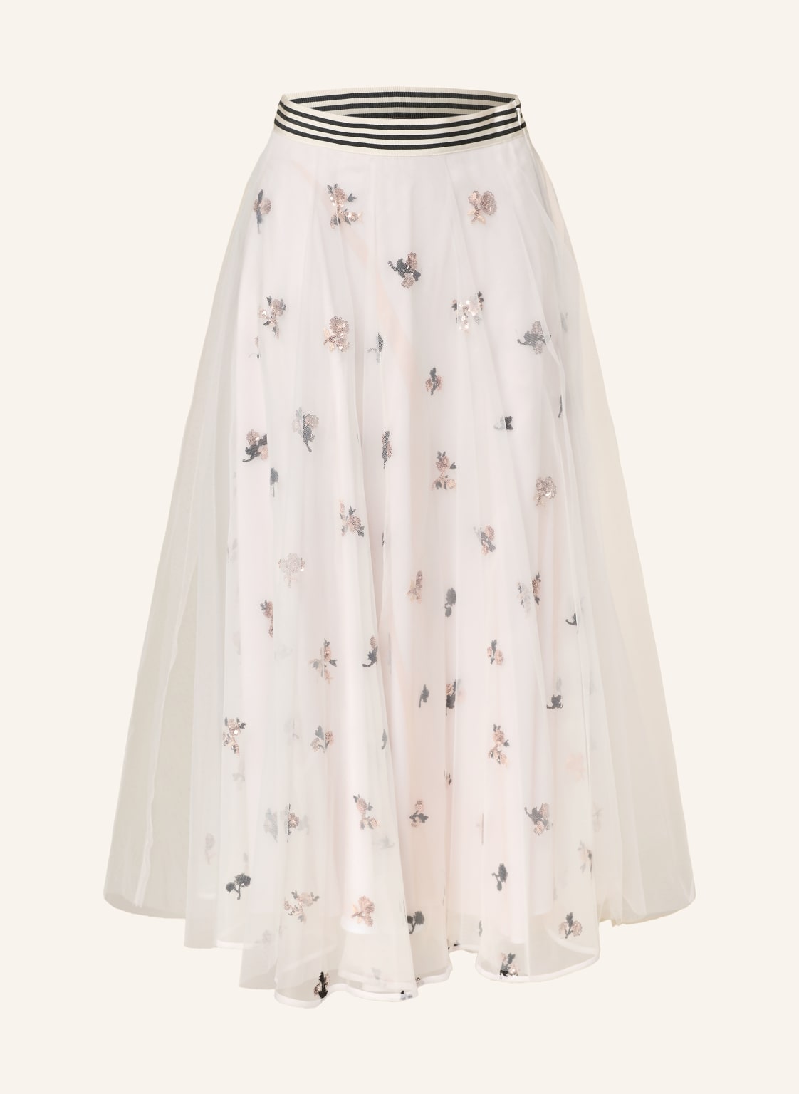 Talbot Runhof Spódnica Z Tiulu Z Jedwabiem I Cekinami weiss